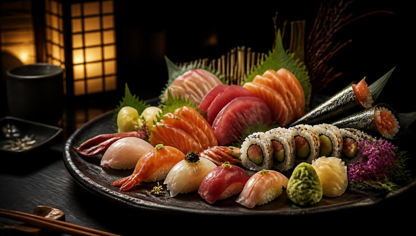 Pratos de sushi do TRIPLO SABOR